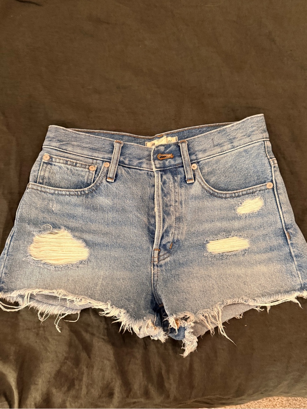 Madewell Distressed Light Blue Denim Cutoff Shorts